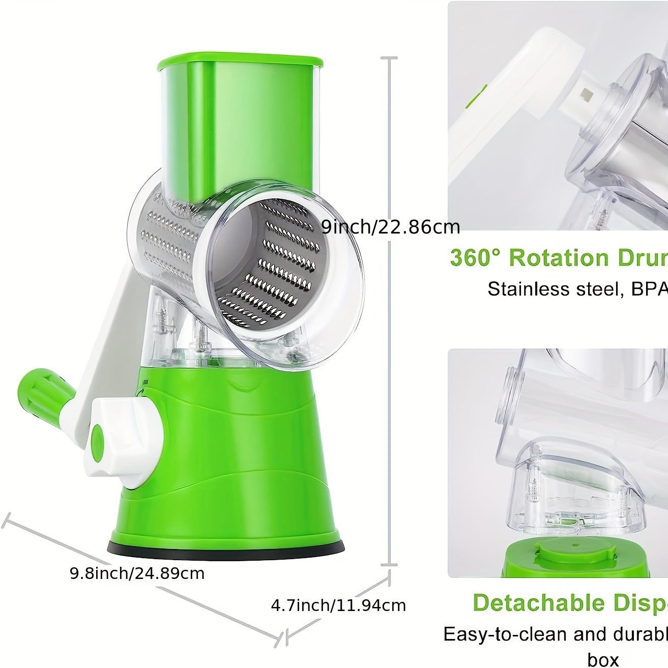 3-in-1 Manual Rotation Vegetable Fruit Slicer Round Cutter Potato Grater Spiralizer Vegetable Chopper Kitchen Home Tools