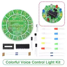 Colorful Voice Control Rotating LED Light Kit Electronic Manufacturing DIY Kit Spare Parts Student Laboratory