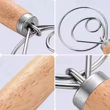 Best Wooden Hand Dough Whisk Stainless Steel Doutch Dough Whisk Kichen Cooking Whisks Utensil Egg Beater Pastry Tool