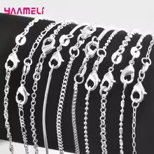 Authentic 5PCS Solid 925 Sterling Silver Jewelry Chains Necklace with Lobster Clasps fit Men Women Pendant 18 Designs 16-30 Inch