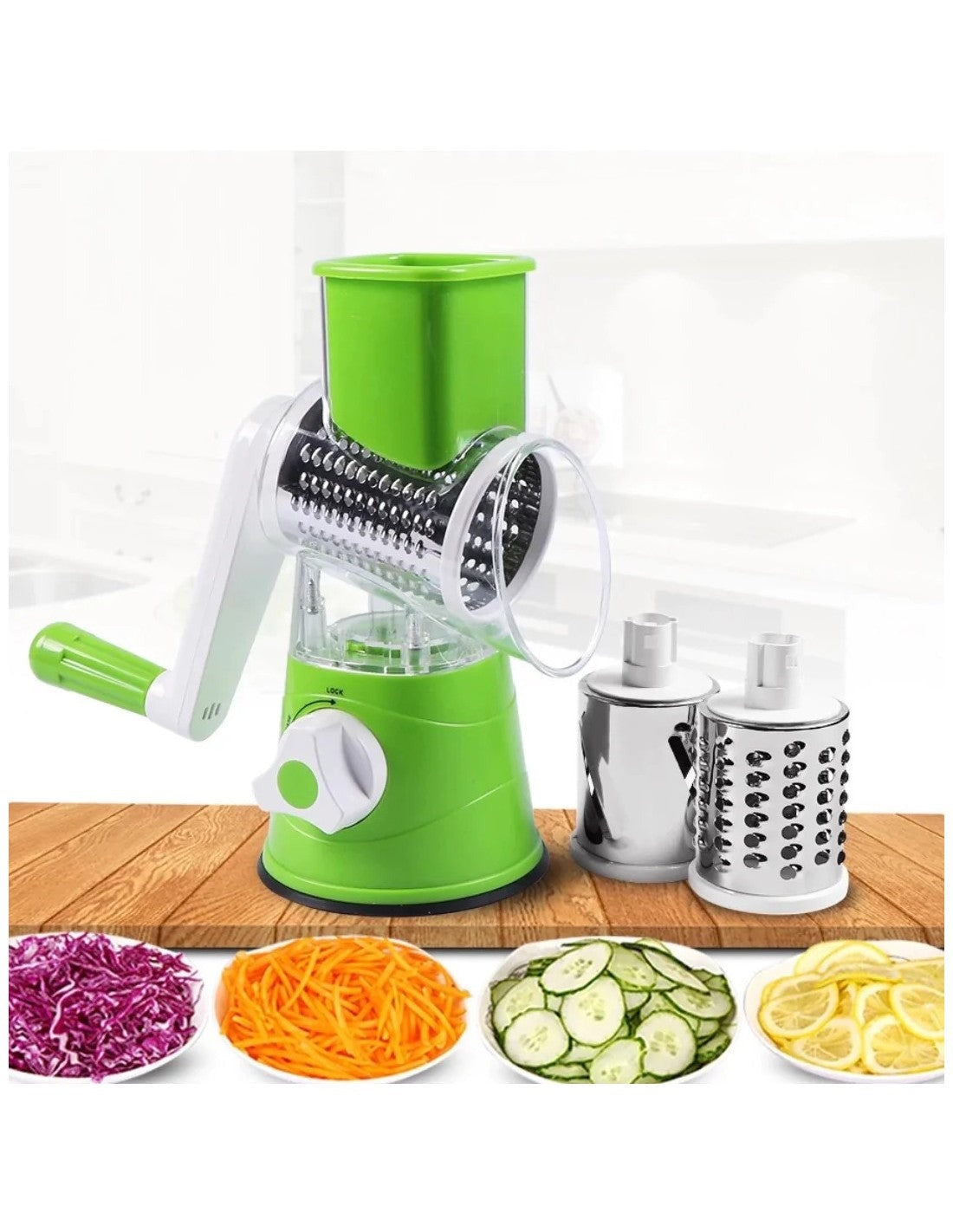3-in-1 Manual Rotation Vegetable Fruit Slicer Round Cutter Potato Grater Spiralizer Vegetable Chopper Kitchen Home Tools