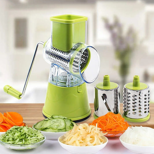 3-in-1 Manual Rotation Vegetable Fruit Slicer Round Cutter Potato Grater Spiralizer Vegetable Chopper Kitchen Home Tools