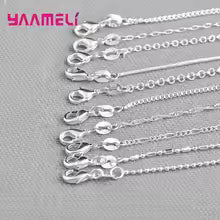 Authentic 5PCS Solid 925 Sterling Silver Jewelry Chains Necklace with Lobster Clasps fit Men Women Pendant 18 Designs 16-30 Inch