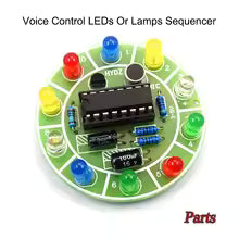 Colorful Voice Control Rotating LED Light Kit Electronic Manufacturing DIY Kit Spare Parts Student Laboratory
